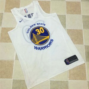 Maillot De Basket Golden State Warriors Stephen Curry 30 Nike Dense Embroidery Blanc